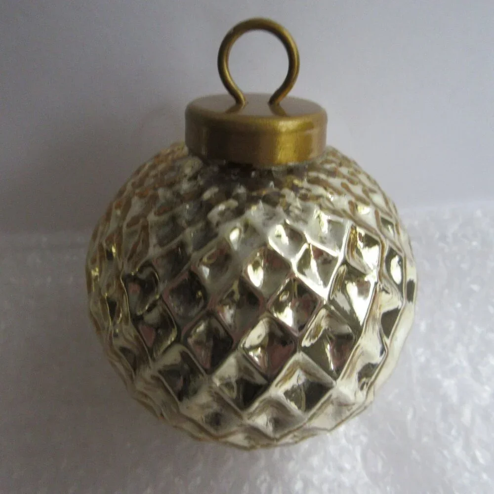 Crate&Barrel Gold Tone Mercury Glass Christmas Ornaments Set of 5 Retro Repro